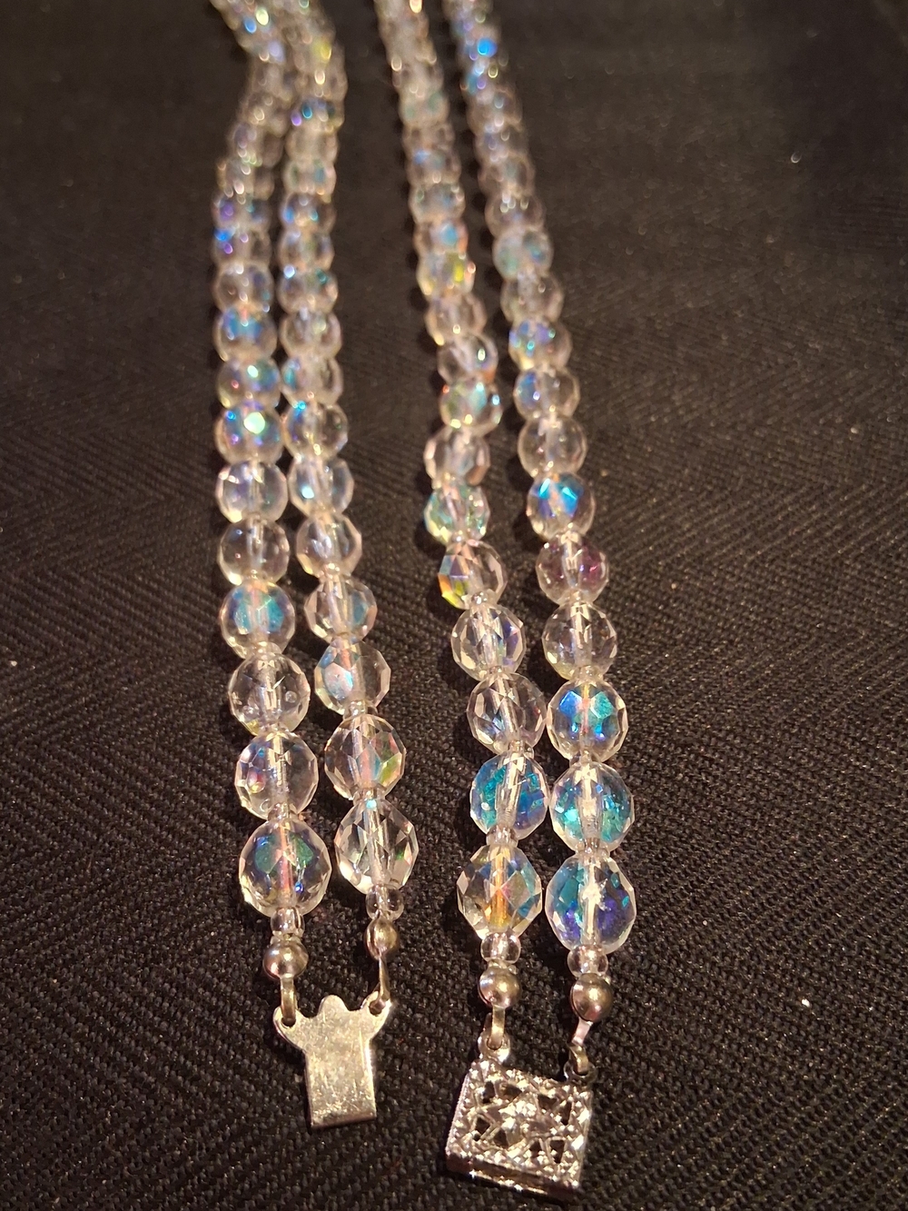 Double-Strand Aurora Crystal Bead Necklace - Clear - Picture 4 of 5